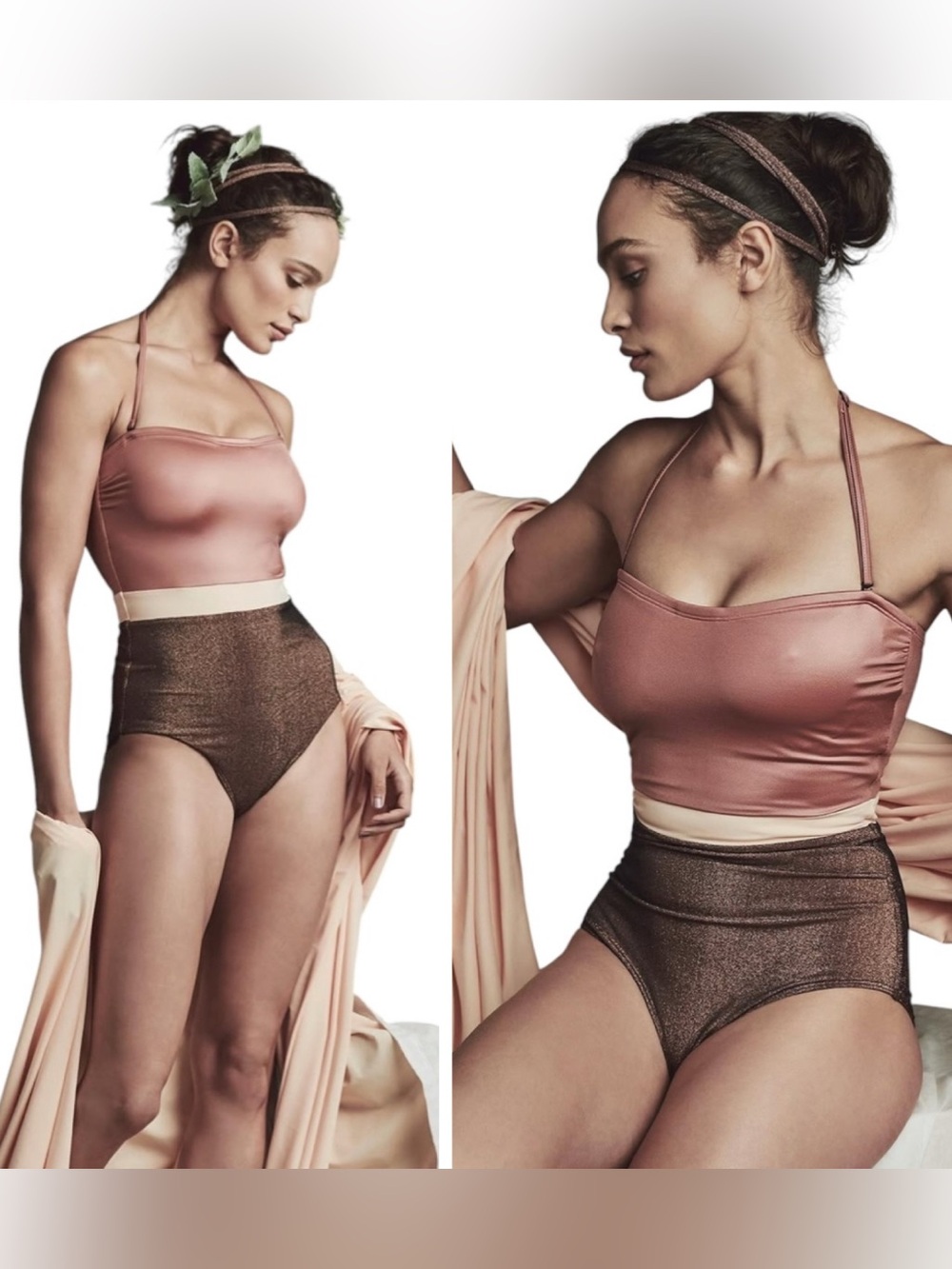 Flagpole Rita bronze and rose gold one-piece bathing suit size S NWT